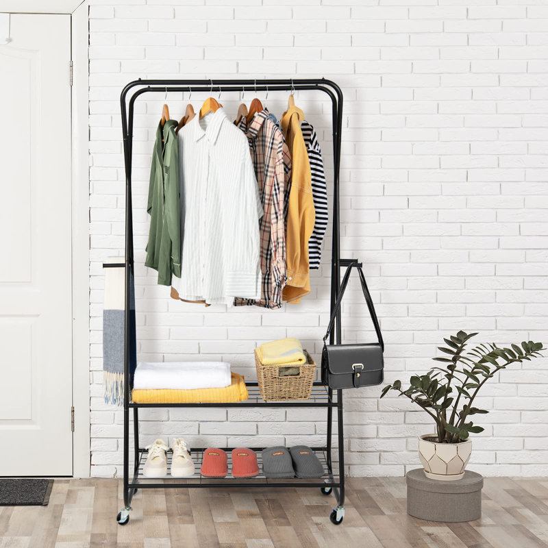 Adamstown 86cm Rolling Industrial Pipe Clothing Rack