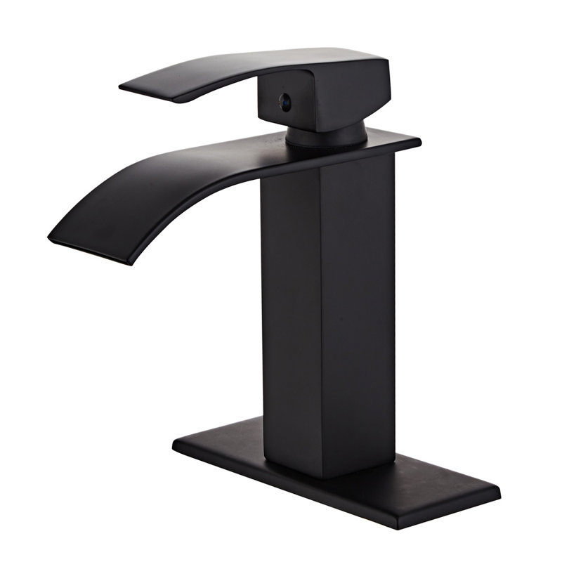 Robinet de salle de bain à un trou avec plateforme et drain, Noir mat