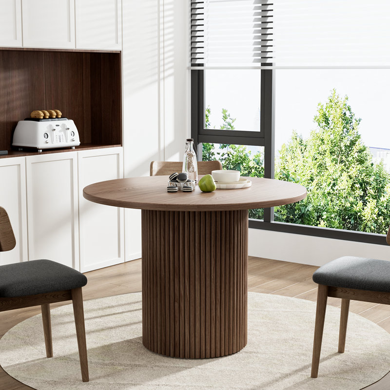 Table de salle à manger à piédestal, H 29,9 po x L 41,7 po x l 41,7 po, Noyer