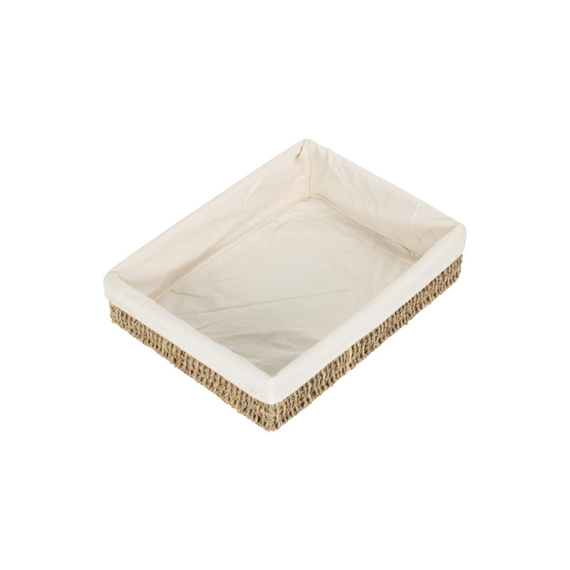 Seagrass Lined Storage Tray Basket, 30cm W x 40cm D