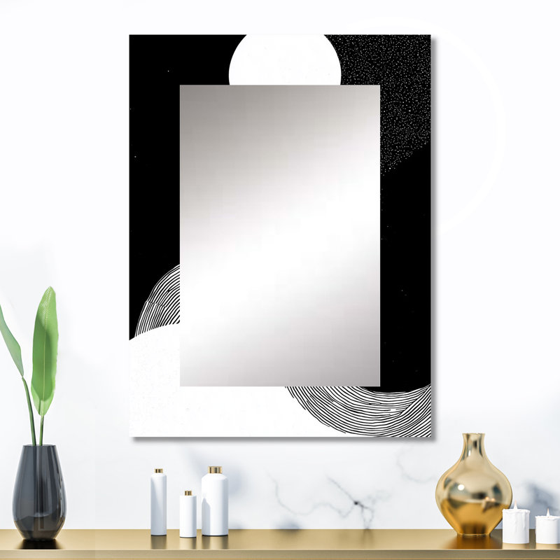 Balance of Dark Force Harmony I - miroir géométrique unique, grand miroir mural moderne, impression d'art en métal