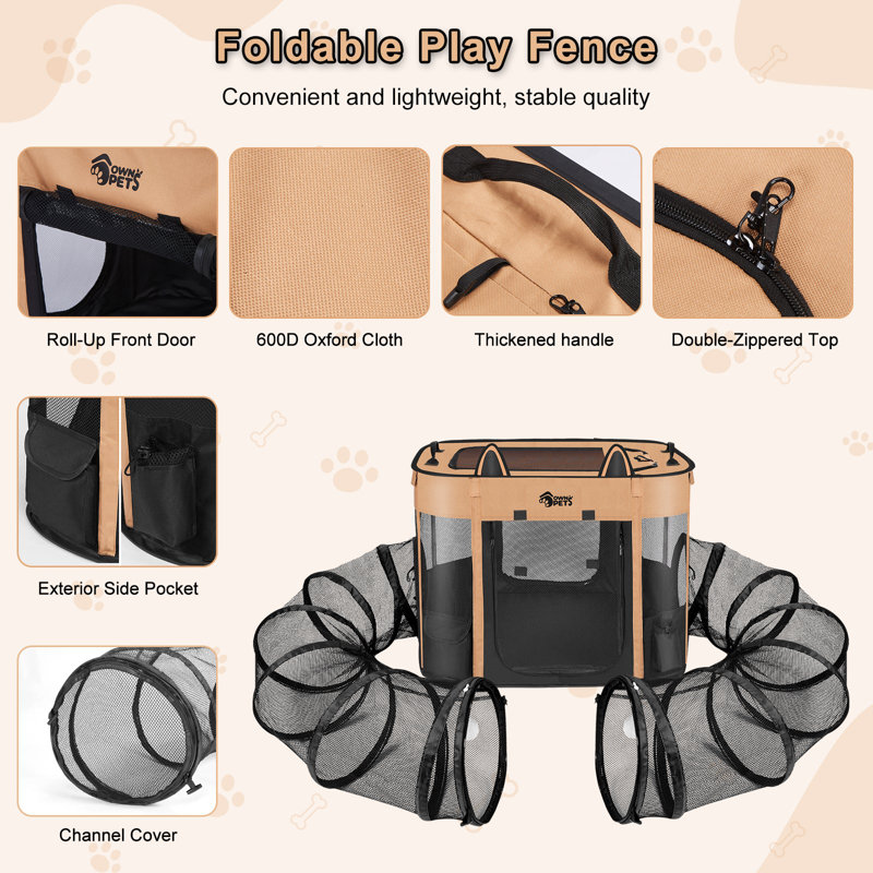 Parc pour animaux de compagnie avec tunnel connectable