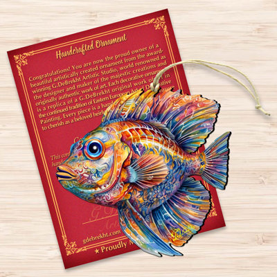 Nautical Christmas Decor - Colorful Fish Wooden Ornaments By G.Debrekht