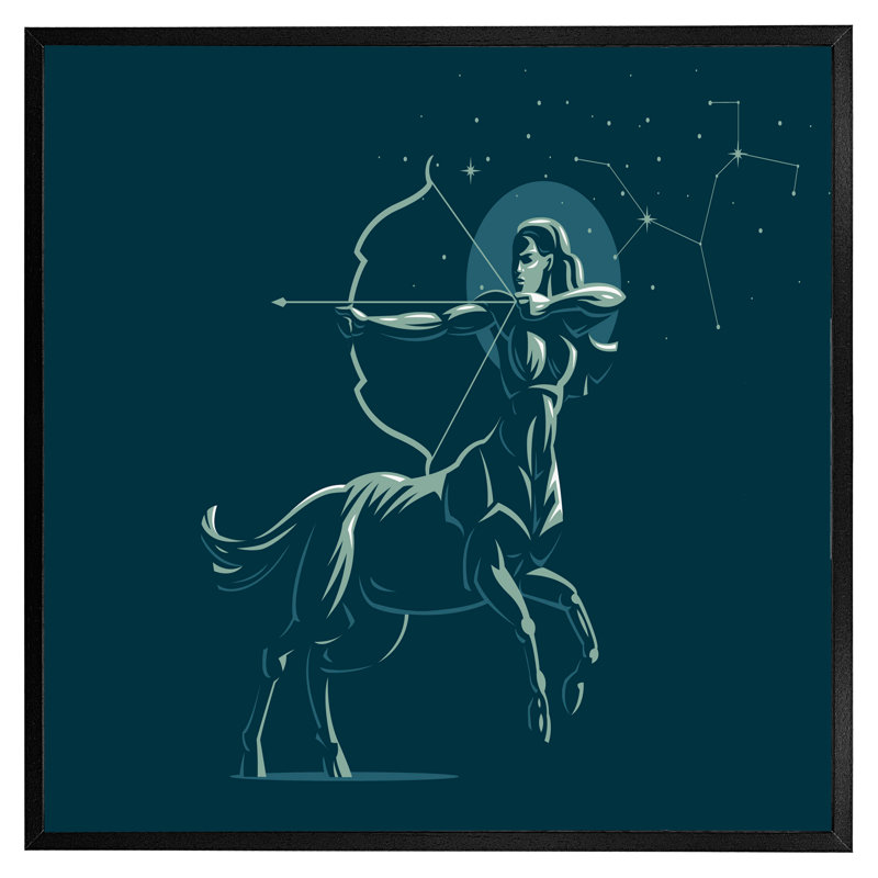 Thermia Zodiac Sagittarius - Single Picture Frame Print, Black, 76cm H x 76cm W x 4cm D