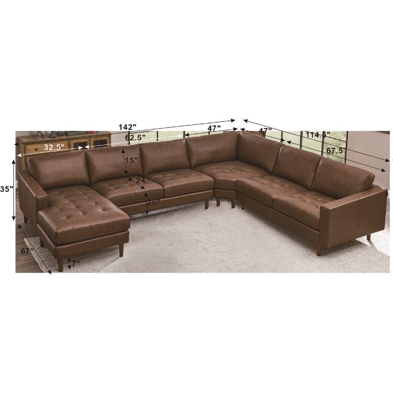 Atsumi Upholstered U-Shaped Sectional Right Hand Facing, Chesnut