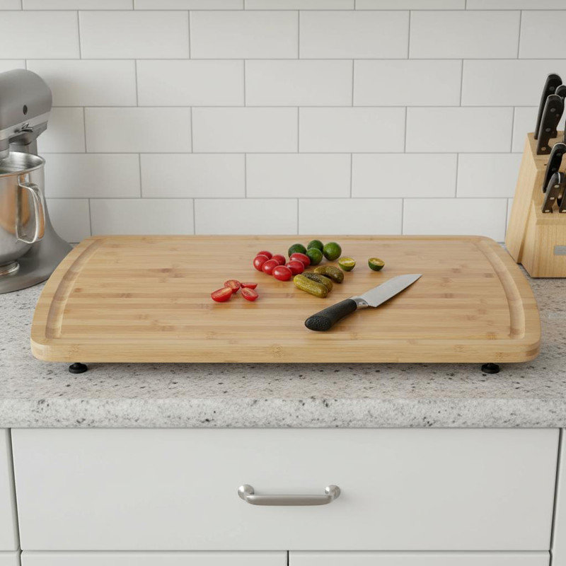 Bamboo Cutting Board, 30"x20" Extra Large Noodle Board with 4 Removable Feet, Juice Groove, Wooden Stove Top Covers for Electric Stove, Gas Burners, Counter Space