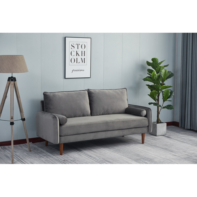 Canapé à accoudoirs arrondis 70 po Emteas, Velours gris
