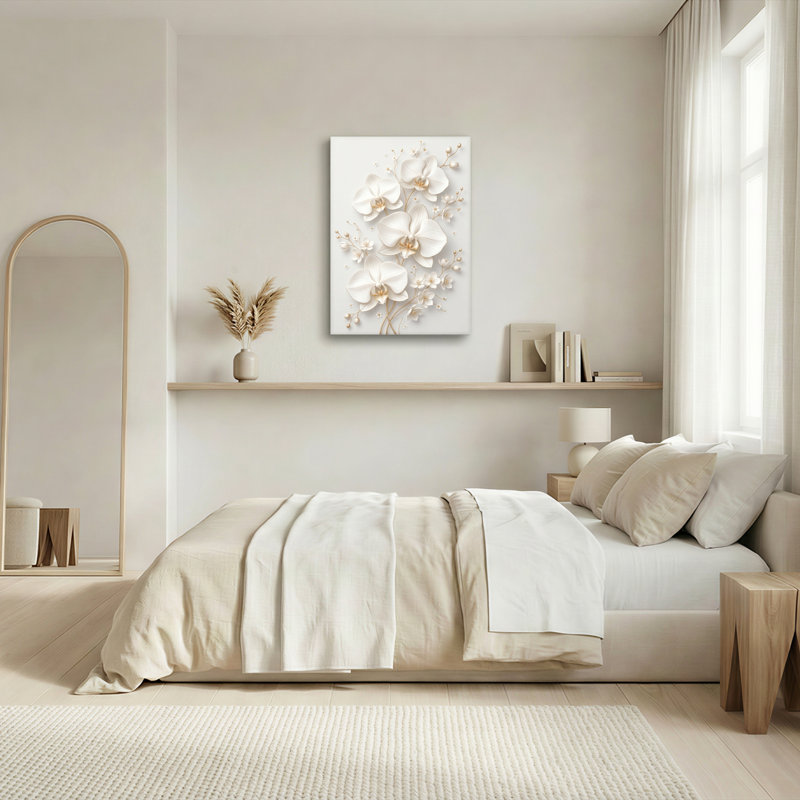 Ensemble de 1 tableau sur toile Orchidée Blanche, 24"H x 18"W, Wrapped Canvas