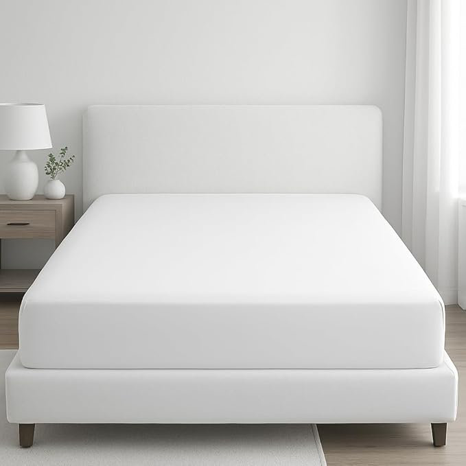100% Egyptian Cotton Fitted Sheet – Extra Deep 35cm Pocket, Soft & Breathable Luxury Hotel Quality Bedding with Durable Elastic