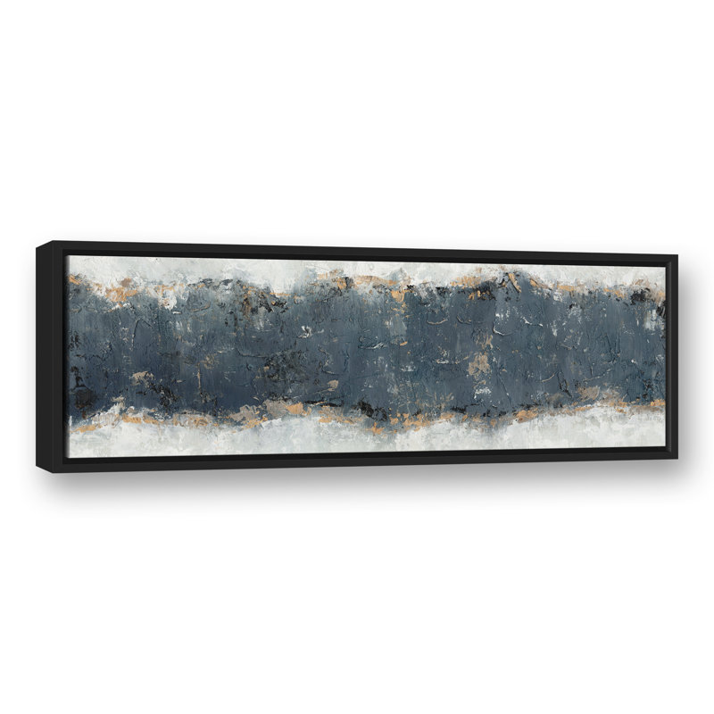 Toile flottante abstraite gris anthracite encadrée, H 13,75 po x l 37,75 po x P 1,75 po