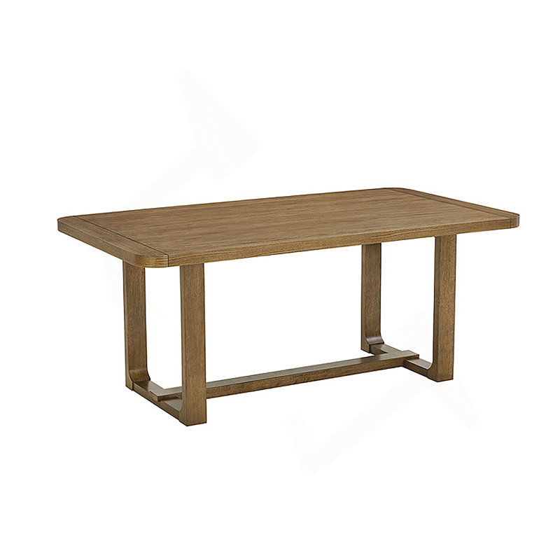 66" Rectangular Walnut Oak Sled Dining Table
