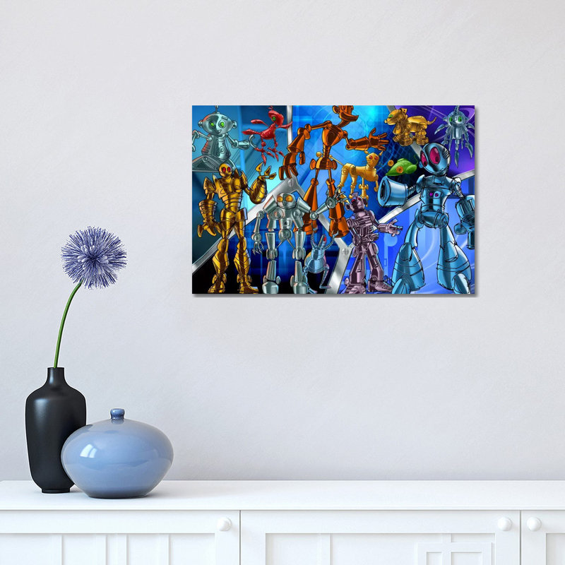 Cartoon Robots by Unknown Artist - Wrapped Canvas Print