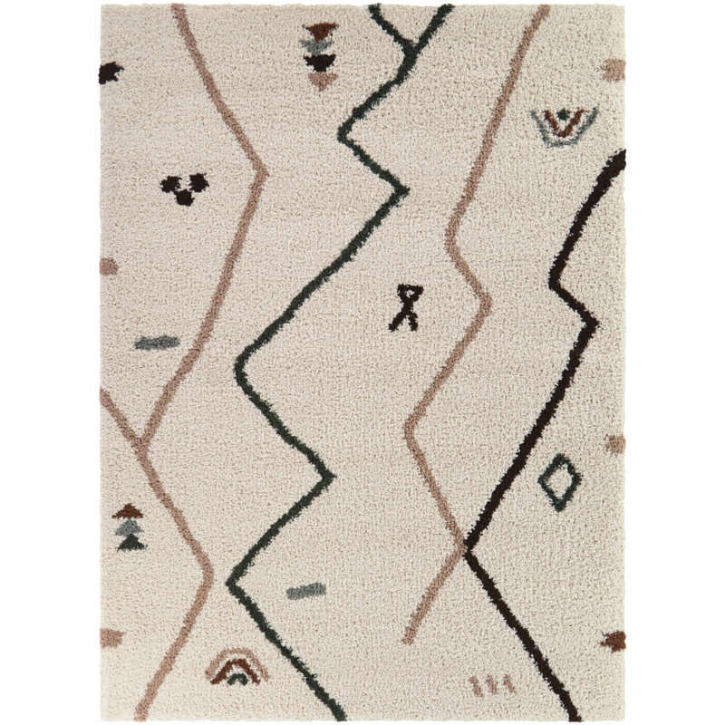 Geneva Cream Moroccan Abstract Area Rug, Rectangle 5'3" x 6'11.9"
