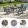 6 - Person Upgraded Metal Patio Swivel Dining Chair Set with Rectangular Table