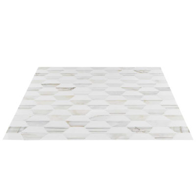 Fuse 6" Hexagon Polished Marble And Brass Inlay Mosaic
