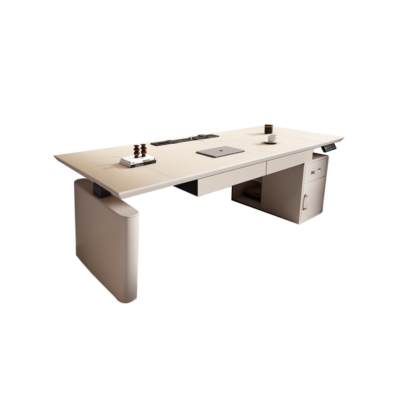 Bureau d'ordinateur 55,14 po de couleur kaki réglable électriquement, H 49,21 po x l 55,12 po x P 27,56 po