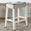 De 2 tabourets, hauteur comptoir, sièges de selle gris, blanc délavé, conception en bois massif de 2 pièces de hauteur, finition velours blanc délavé,-120946632