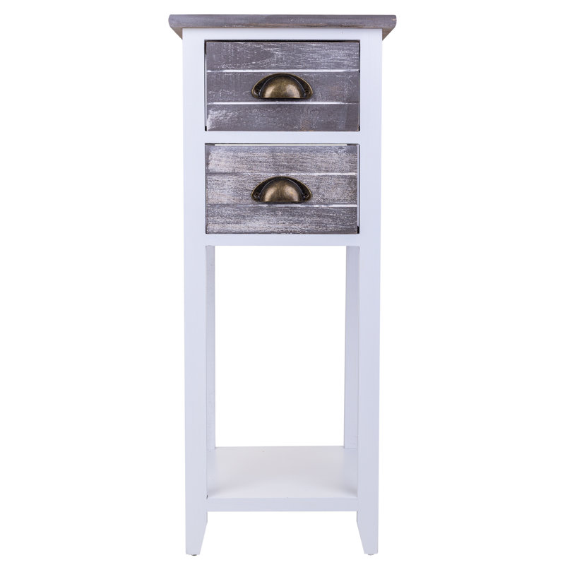 Cassian 30cm W Solid + Manufactured Wood Bedside Table, Grey