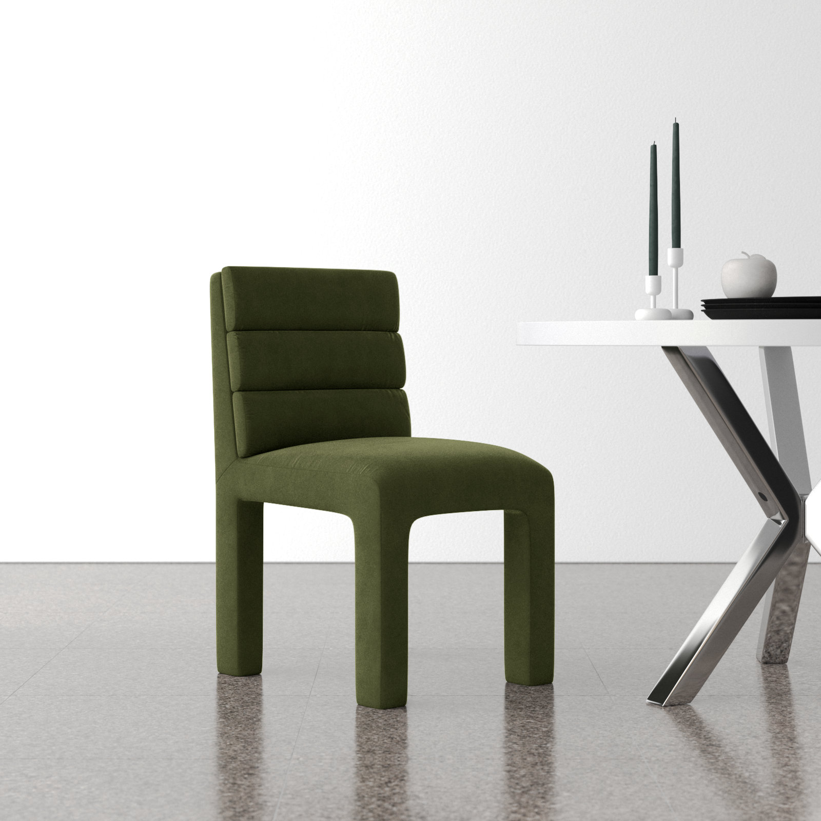 Shepha Tufted Side Chair, Forest Green Velvet