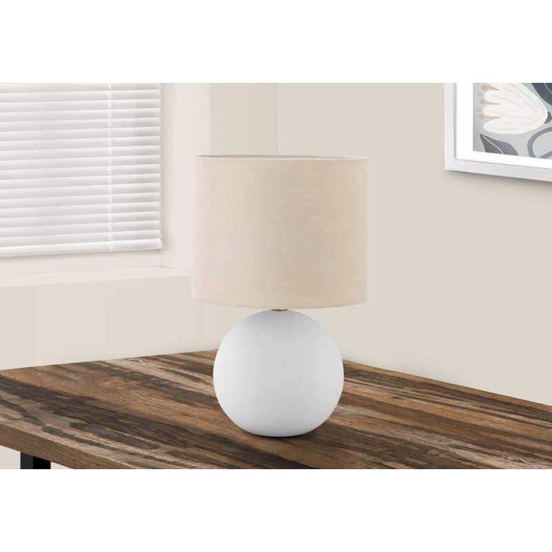 Lighting, H 16 po, lampe de table, abat-jour crème, céramique crème, contemporain