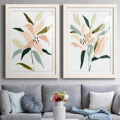 «Lily Abstracted I», ensemble de 2 reproductions d'art sur papier encadrées