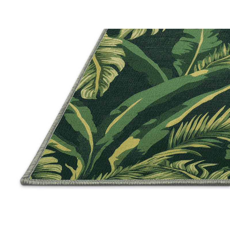 Washable Banana Leaves Hawaiian Area Rug, Rectangle 2' x 3'