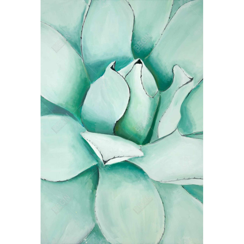 Succulent Closeup - Green Floral Metal Print for Home Decor, 18" H x 12" W