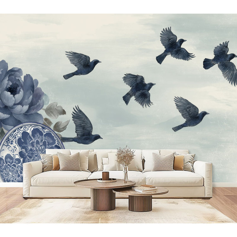 Papier peint adhésif mural chinoiserie Chinoiserie, L 96 po x l 69 po