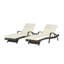 Ensemble de 2 chaises longues d'extérieur en osier avec coussins, chaise longue inclinable en osier