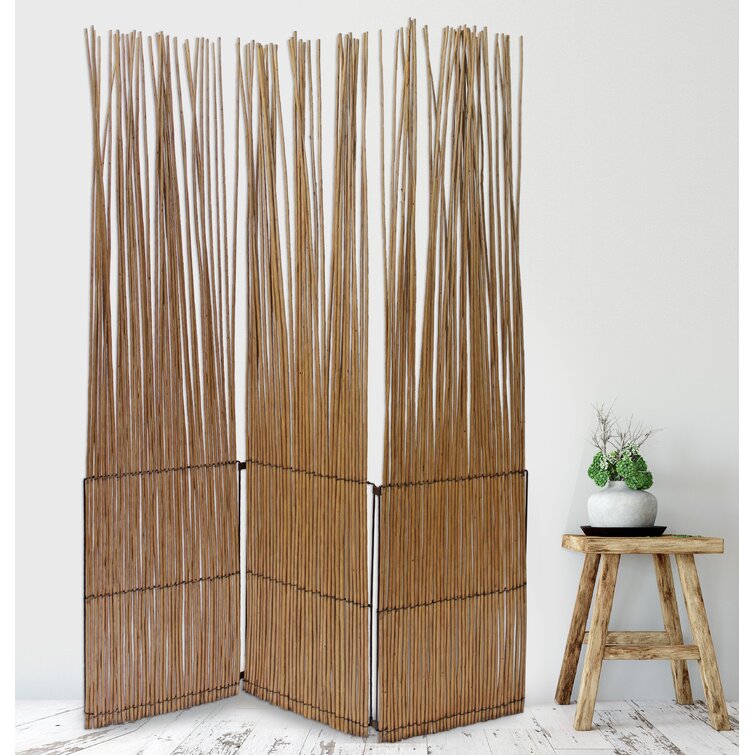 Lowry 47" W x 69" H 3 - Panel Bamboo/Rattan Folding Room Divider