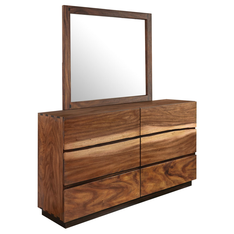 Ramona 6-drawer Dresser with Mirror Smokey Walnut