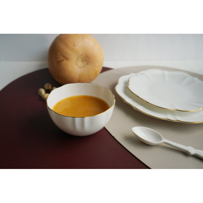 8 oz. Amelie Bol à riz en porcelaine tendre, Blanc / doré