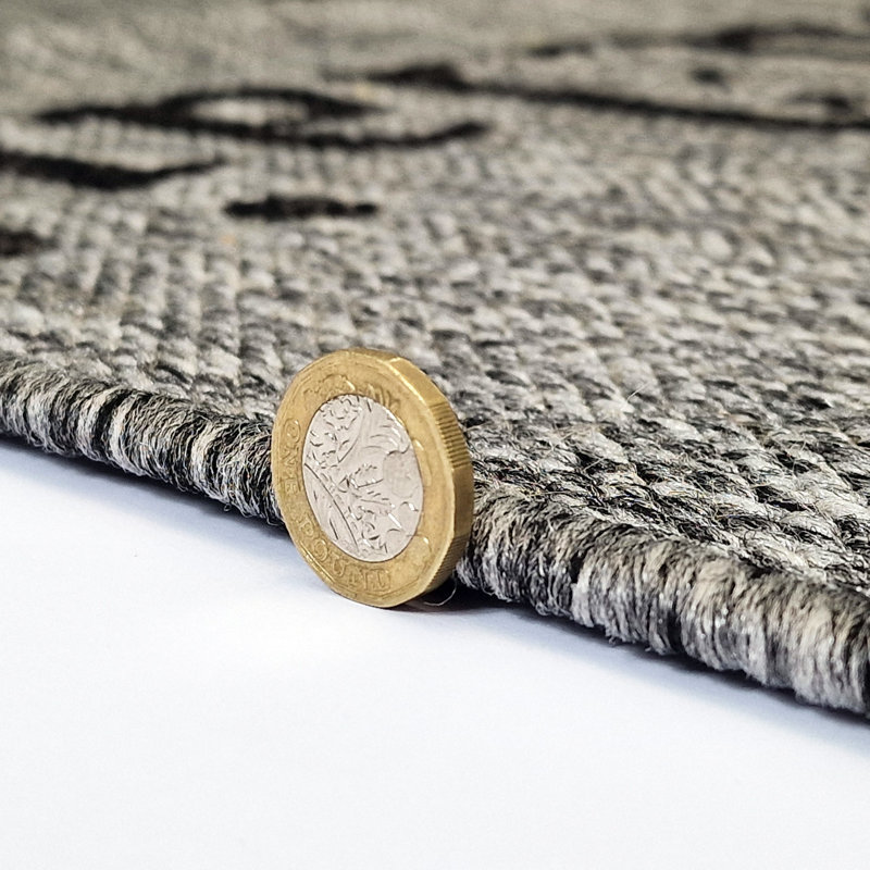 Non Slip Coffee Rug Flat Weave Kitchen Living Room Carpet, Grey, Rectangle 120 x 160 cm