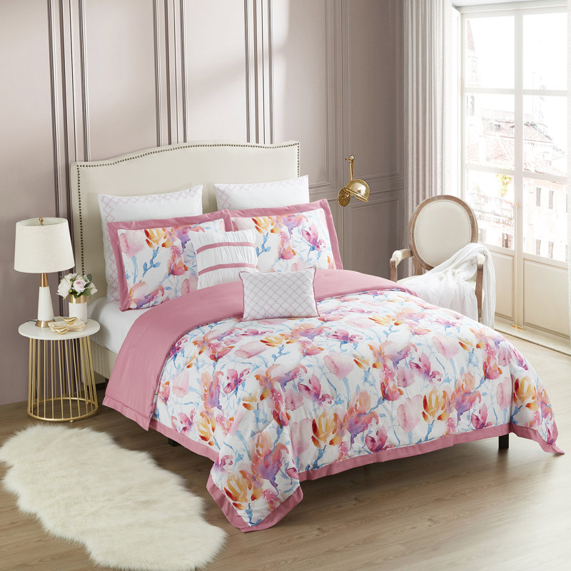 Melrose 7 Piece Comforter Set, King Comforter + 4 Shams + 2 Throw Pillows