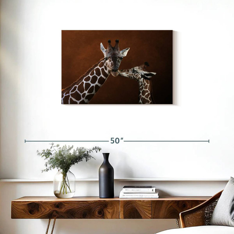 Girafe embrassant maman, H 20 po x l 30 po