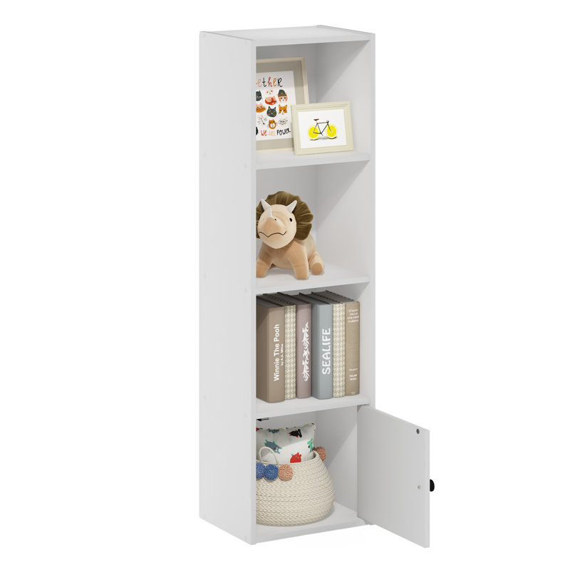 Aagam Standard Bookcase, White, (4 Shelves) 42”H x 12”W x 10”D