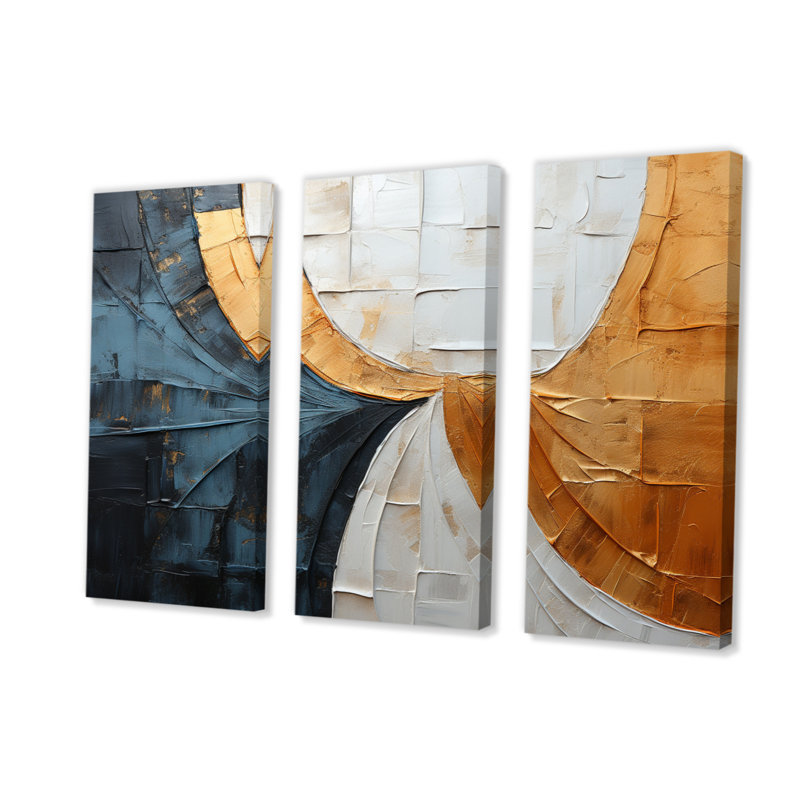 Ensemble de décorations murales or et gris, H 32 po x l 48 po x P 1 po, Wrapped Canvas