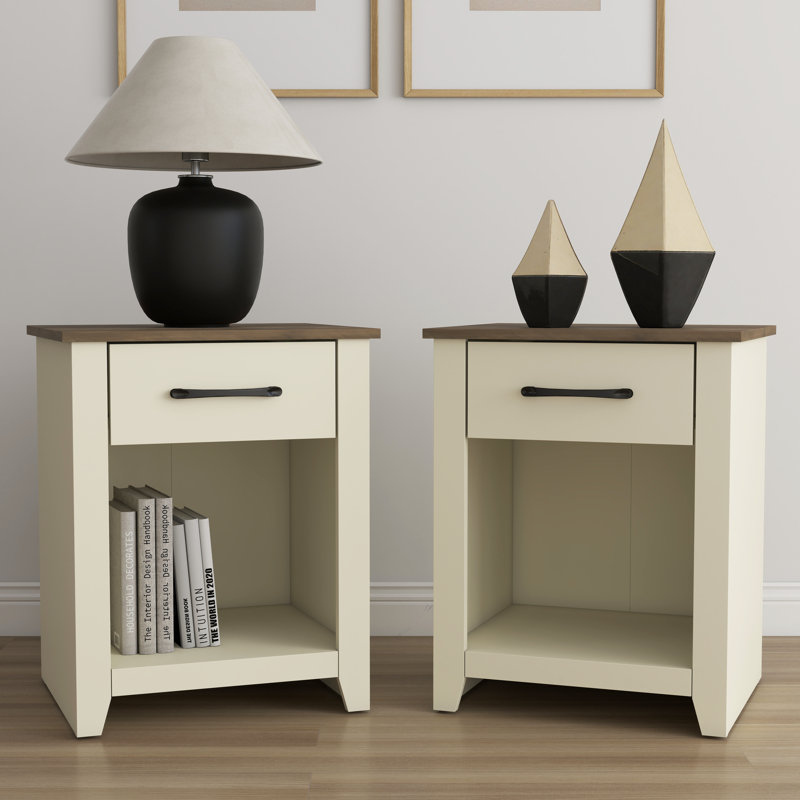 Walter 1 Drawer Nightstand, Beige/Brown