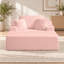Chaise longue d'intérieur moderne de 143 cm (56,12 pouces) avec 3 coussins et larges accoudoirs carrés en velours côtelé rose pâle