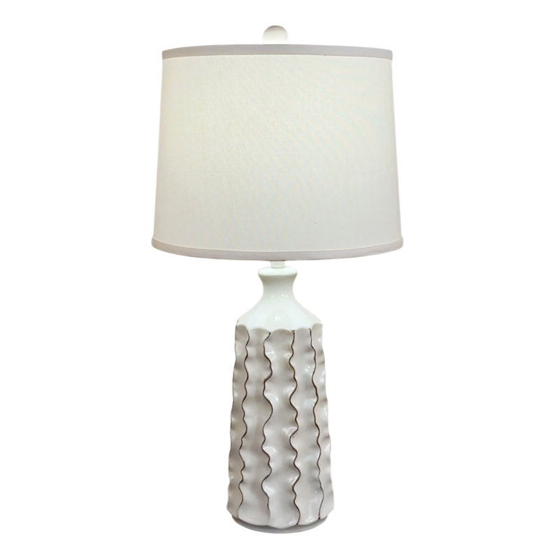 Vase cannelé nu / doré, Blanc / Doré