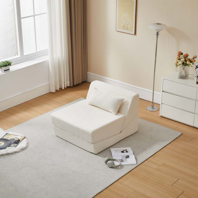 Chaise convertible en laine et en tissu, Beige