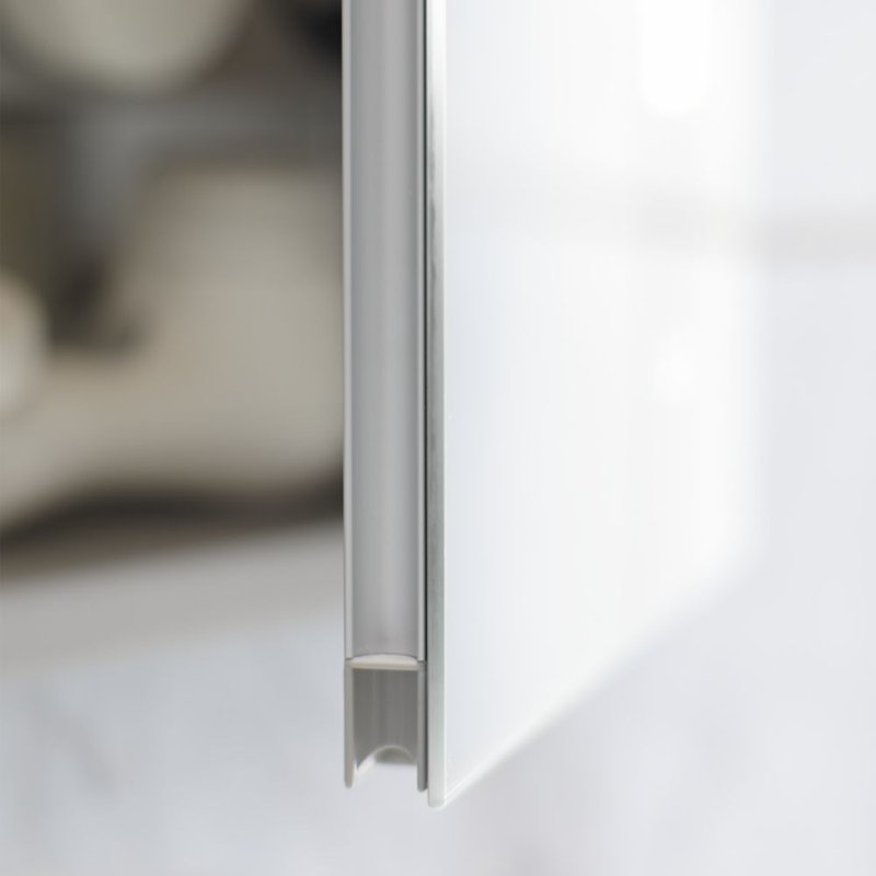 AiO Recessed Frameless Medicine Cabinet with 6 Adjustable Shelves and LED Lighting, 39.375" H x 29.25" W x 4" D, Left