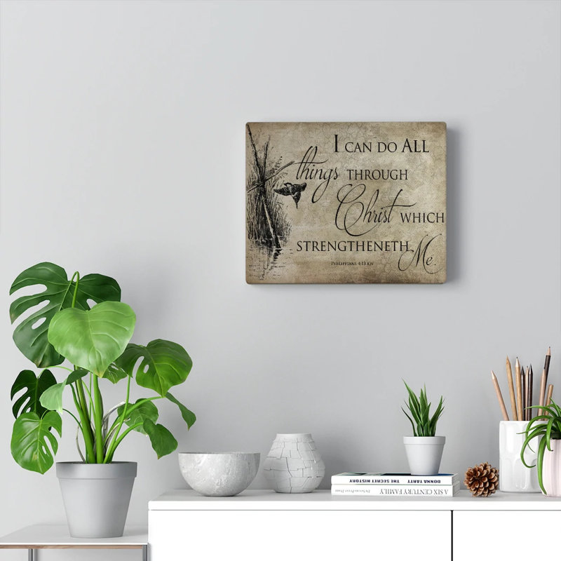 Toutes les choses à travers le Christ, Philippiens 4: 13, art mural verset de la Bible, impression prête à être accrochée