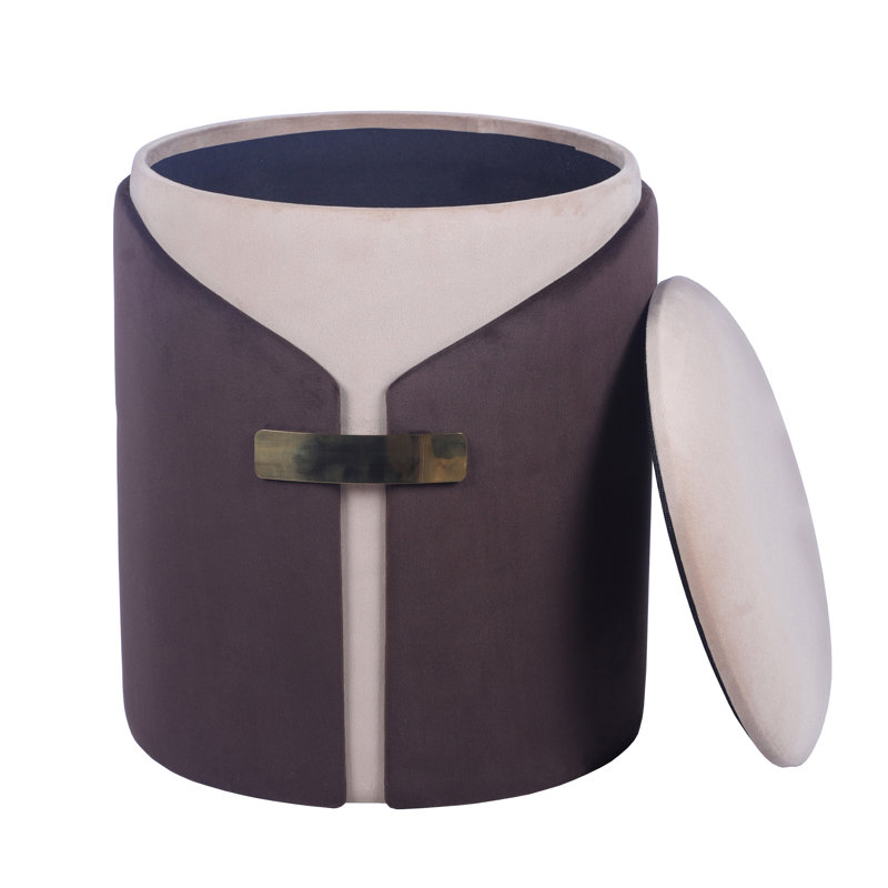 Latitude Run® Two-Toned Vanity Stool Ottoman with Storage