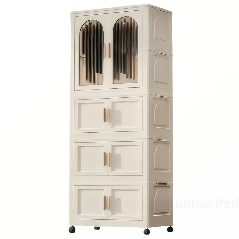 Armoire pliante polyvalente avec porte magnétique et roulettes pour un rangement efficace