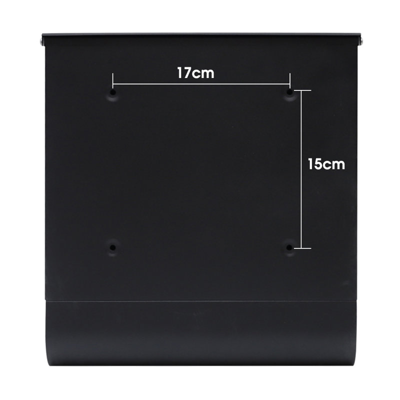 Black Steel Lockable Wall Mounted Mailbox with Newspaper Holder