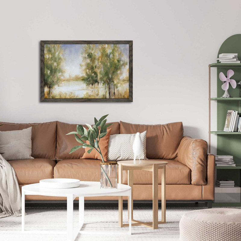 Waterway Grove par Carol Robinson - Peinture, L 27,5 po x H 21,5 po, Encadrement chocolat vieilli