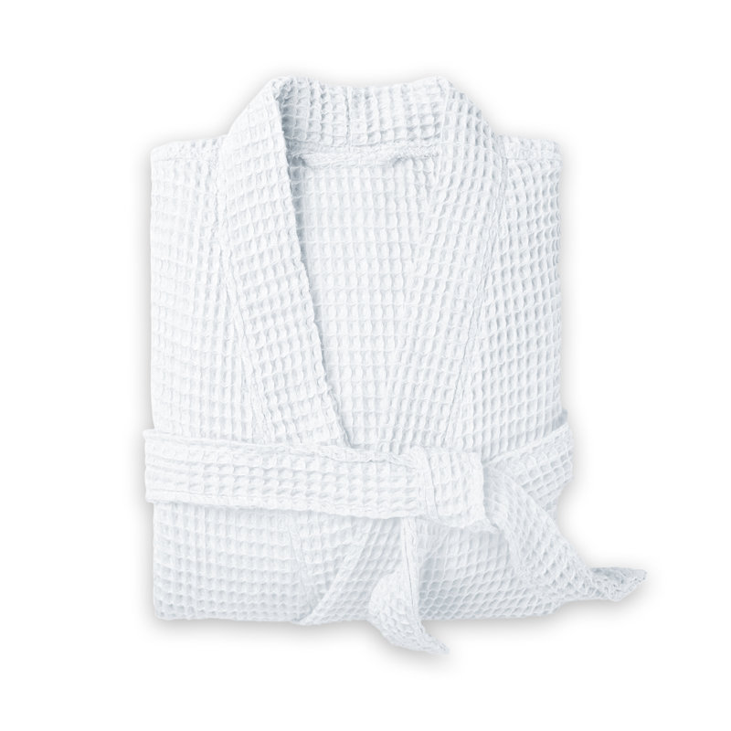 Reffett Unisex Lightweight Waffle Bath Robe, Grey, S/M
