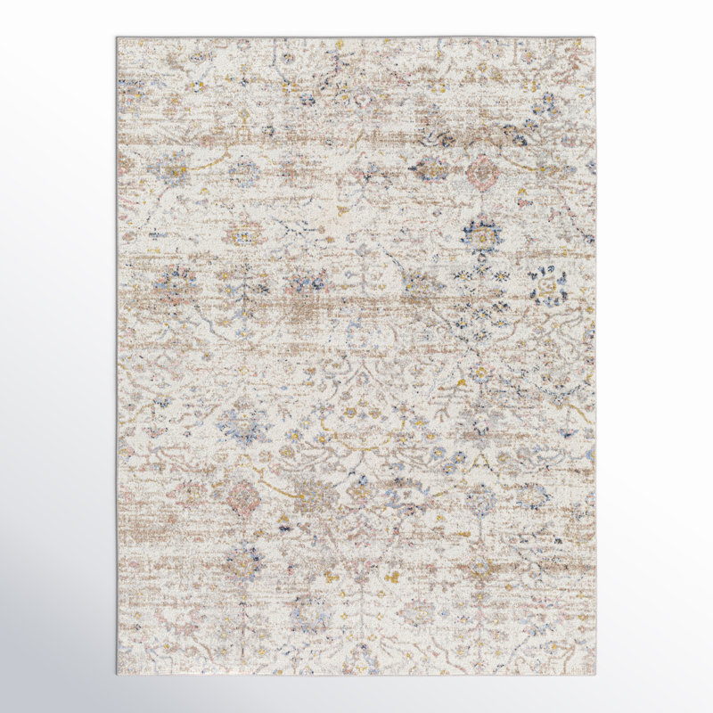 Essex Benfield Beige Machine Washable Area Rug, Rectangle 5'3" x 7'
