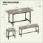 Ensemble de table de salle à manger extensible pour 4-8, grande table de cuisine extensible de 63 pouces avec 2 bancs et 2 tabourets, plateau en bois moderne et structure en métal-129945699-129945701-129945704